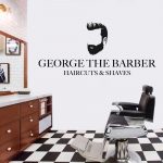 Sticker Decorativ Personalizat Salon Barber Shop / Frizerie, 45x97 cm, Negru, Oracal